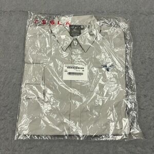 NEW Tesla Motors Shirt Men's XS‎ Gray Long Sleeve Embroidered Button Up Uniform